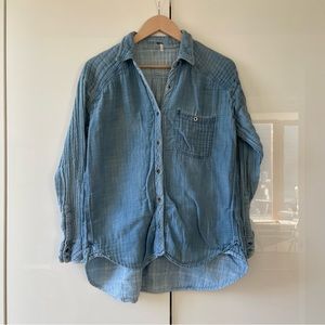 Free People Marella Double Cloth Buttondown Shirt CP Shades